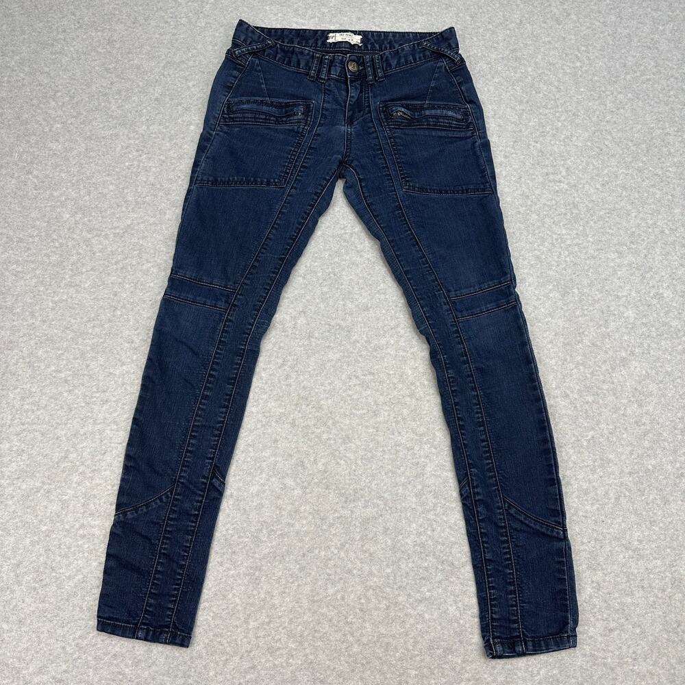 Free People Jeans WMNS 28 Dark Wash Stretch Denim Low-Rise Skinny Boho Indie